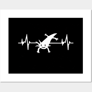 Axolotl heartbeat EKG design chameleon lizard Posters and Art